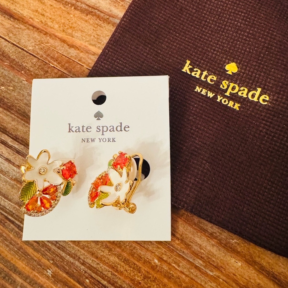 New! Kate Spade Sweet Citrus Orange Cluster Studs - Picture 2 of 8